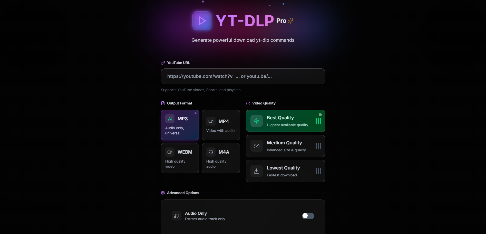 YT-DLP Command Generator